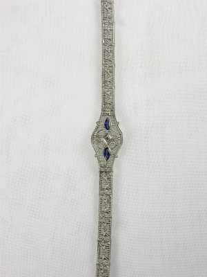 Antique Sapphire and Diamond Filigree Bracelet