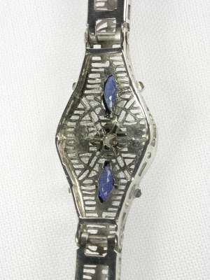 Antique Sapphire and Diamond Filigree Bracelet