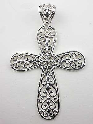 Filigree Vintage Style Cross Necklace, CR-3523