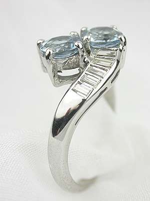 Antique ByPass Aquamarine Engagement Ring