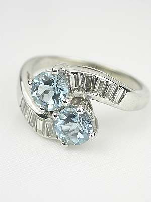 Antique ByPass Aquamarine Engagement Ring