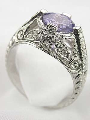 Fancy Purple Sapphire Engagement Ring , RG-1924