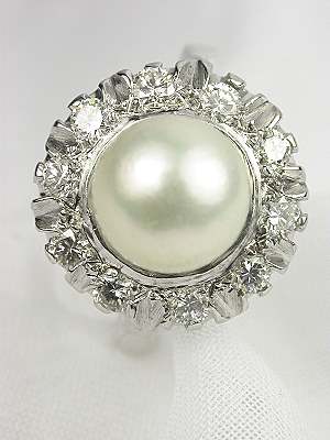 Vintage Retro Pearl Engagement Ring, RG-2279