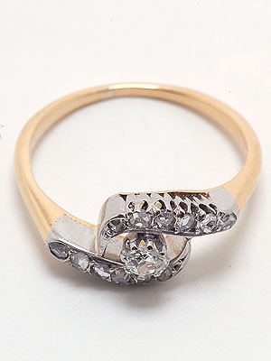 Hand-wrought Antique Diamond Engagement Ring, RG-2292
