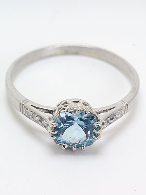 Antique Edwardian Aquamarine Engagement Ring