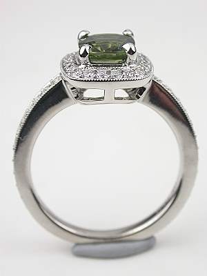 Cushion Cut Green Sapphire Engagement Ring