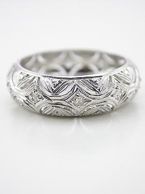 Art Deco Antique Filigree Wedding Band, RG-3049