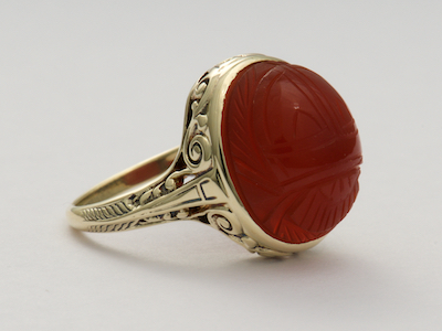 Gold & Silver Intaglio Seal Stone Carnelian Ring with Eros - Savati  278|CultureTaste
